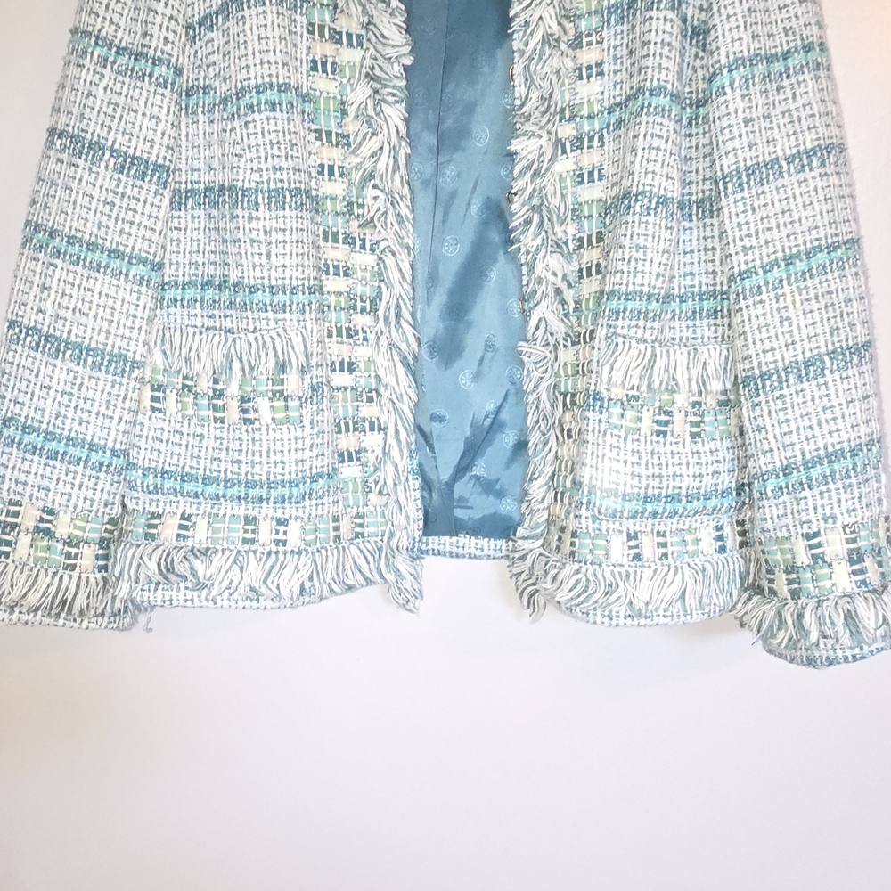 Tory Burch Blue and White Tweed Jacket